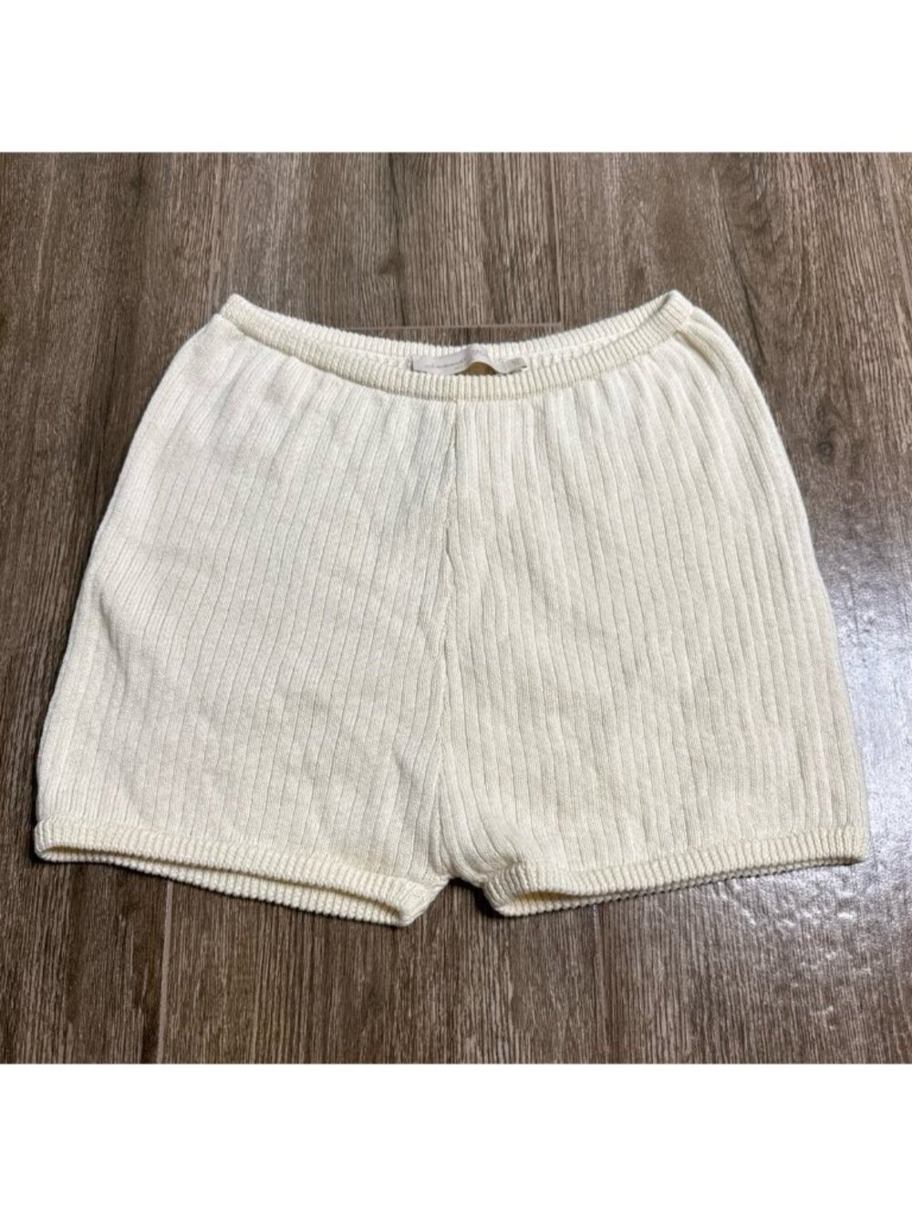 Savannah Morrow Organic Cotton Rib Knit Shorts Cream XXS